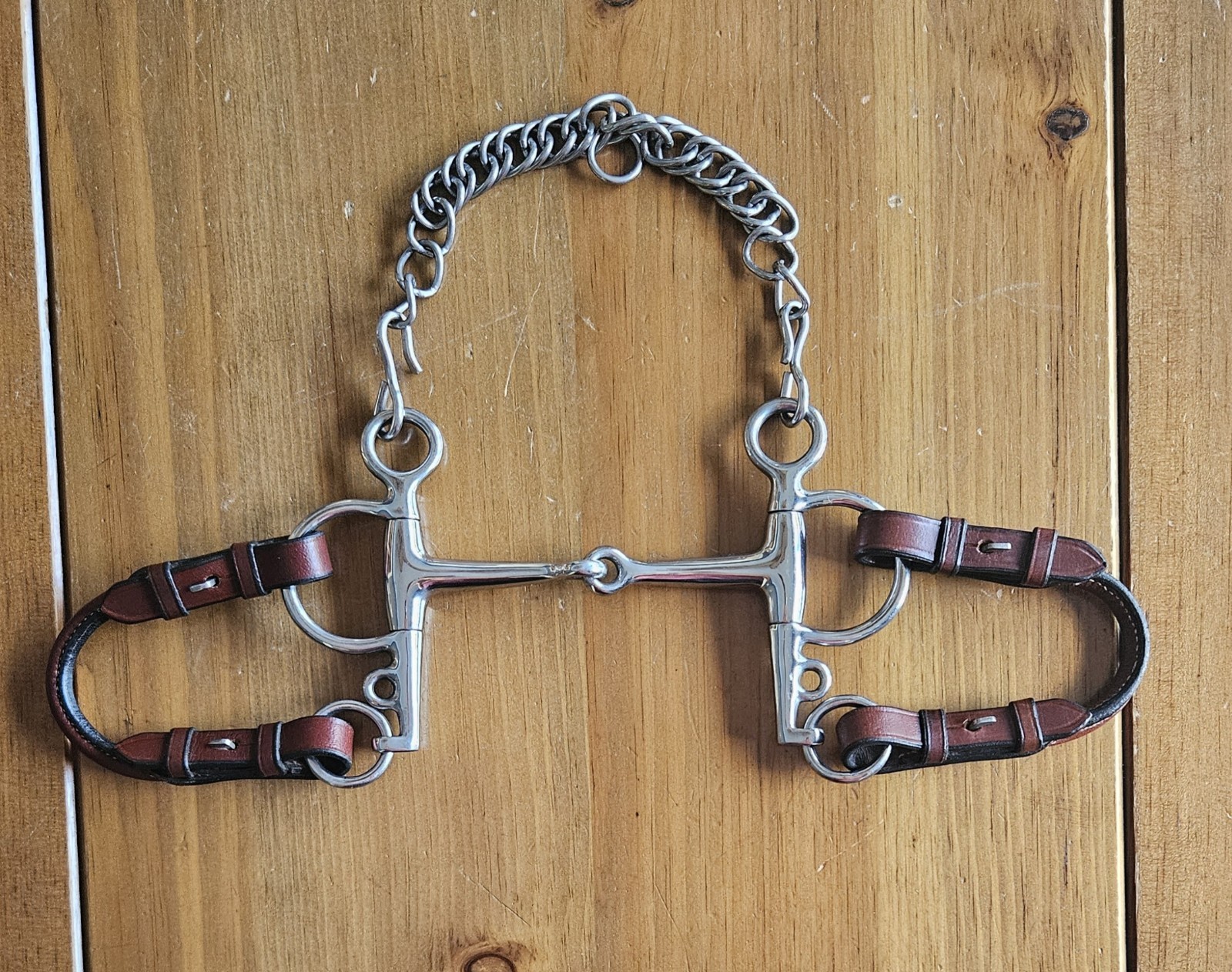 Korsteel Pelham bit with leather rein converters 5 inch bit