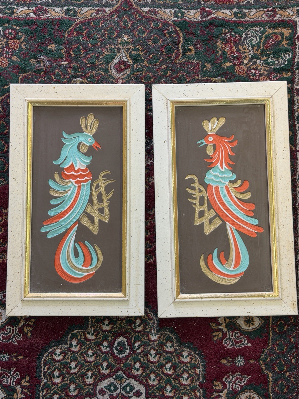 Set Of 2 Turner Wall Accessory Fighting Cocks Rooster Art Mid Century Modern