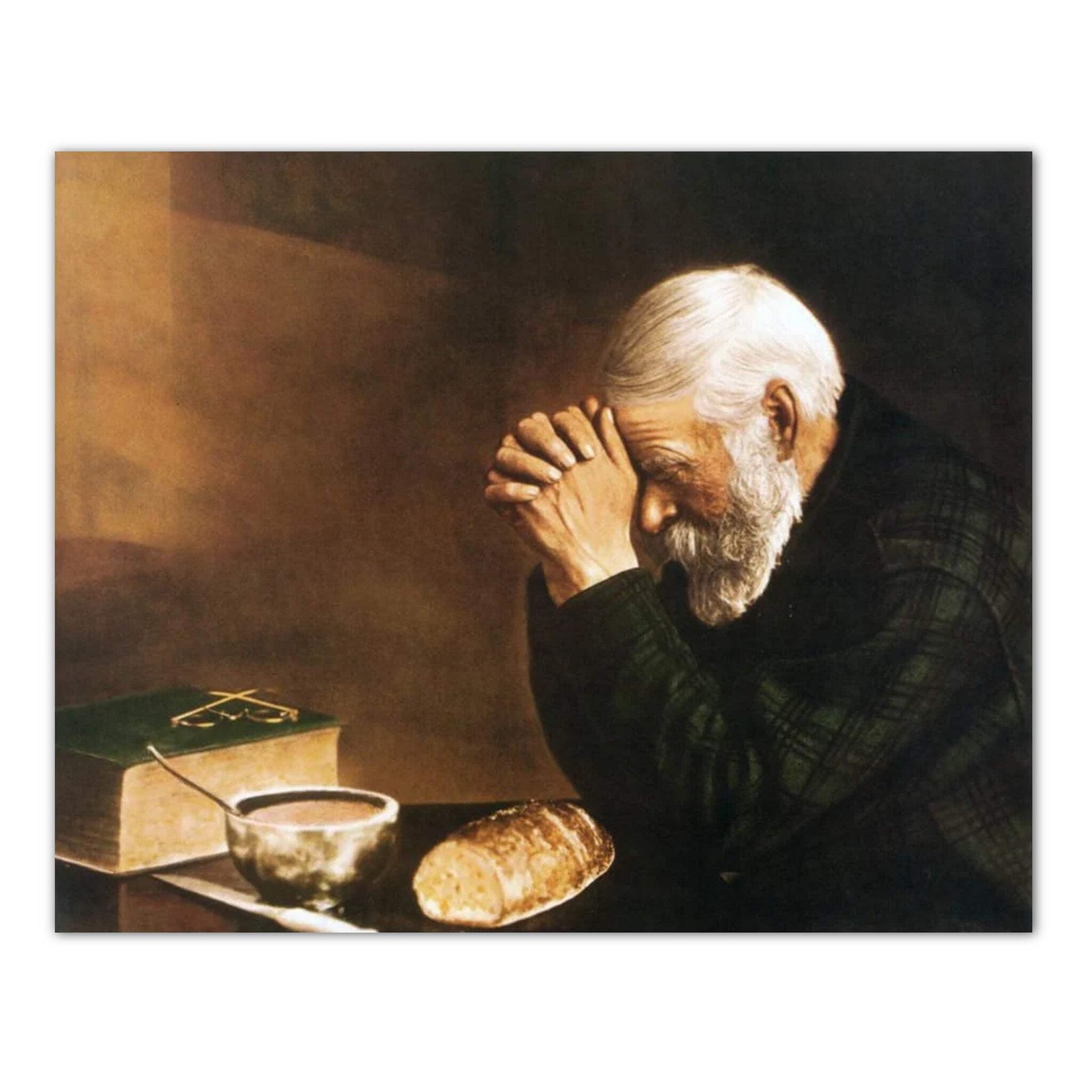 Religious Art Print – Daily Bread Man Praying 8x10 Spiritual Home Decor