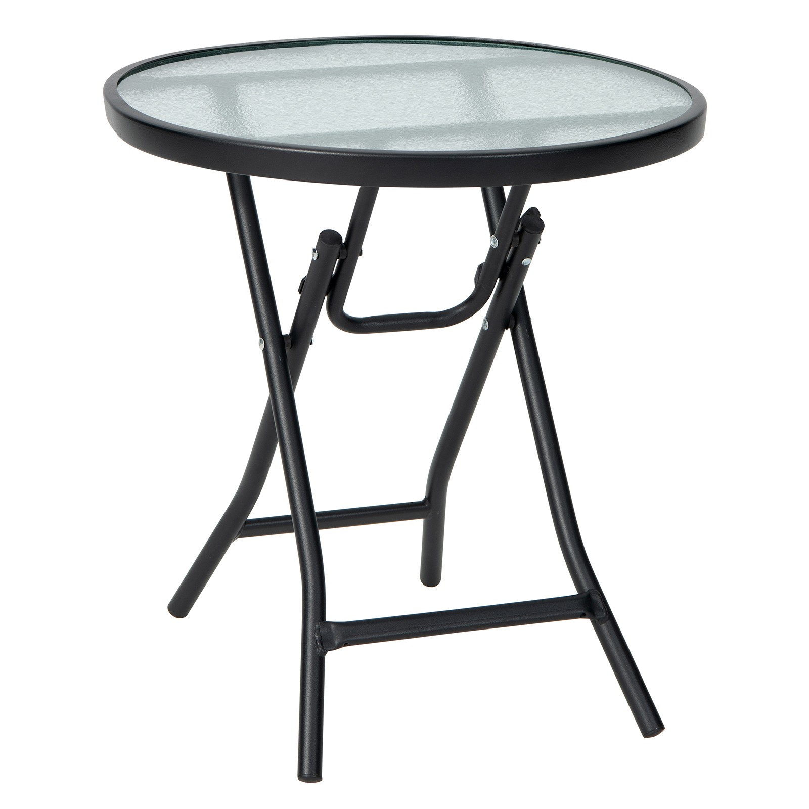 Patiojoy Patio Folding Round Glass Side Table Bistro Coffee Table Plant Stand