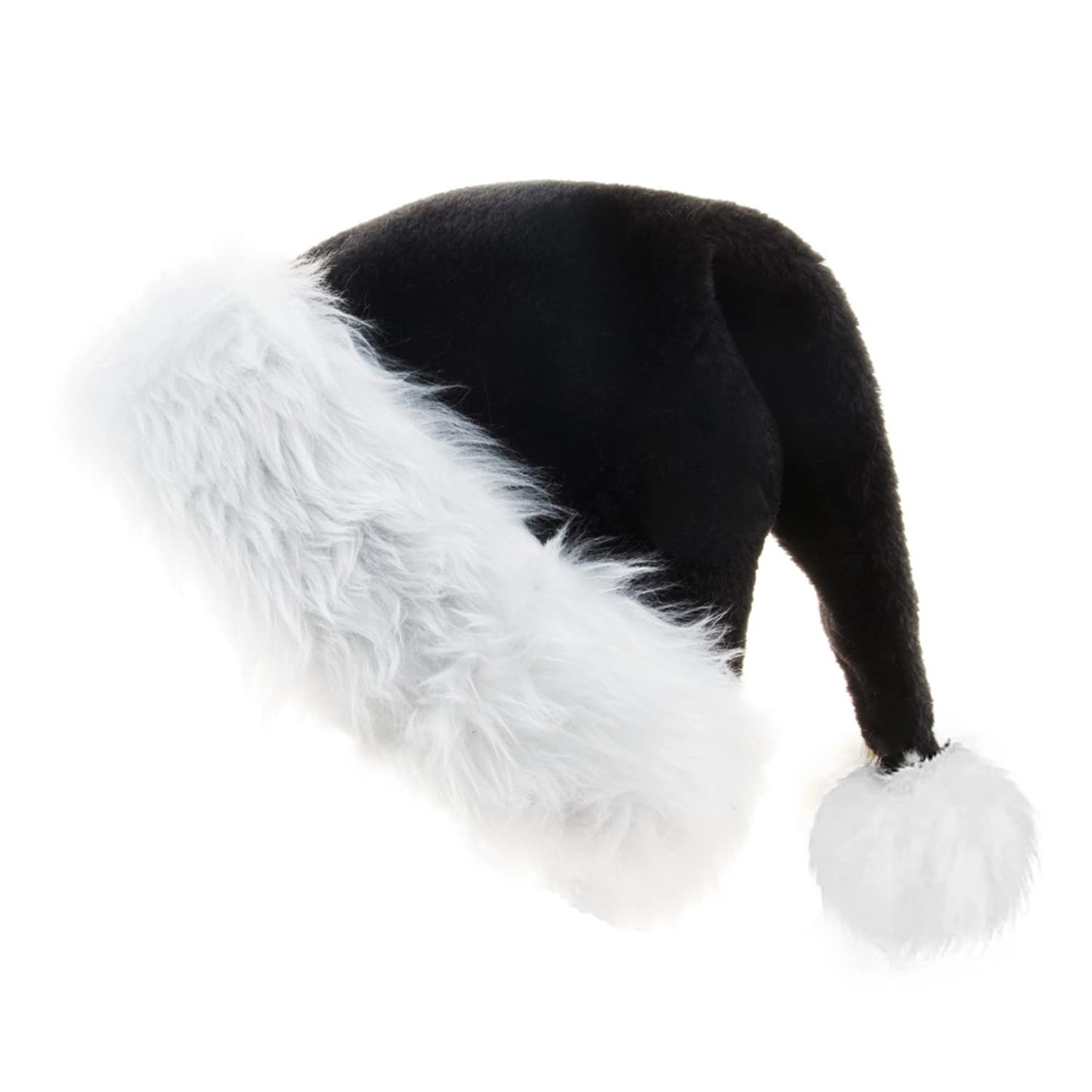 Black Christmas Santa HatBlack & White Deluxe Adults Xmas Santa Hat for Adult...