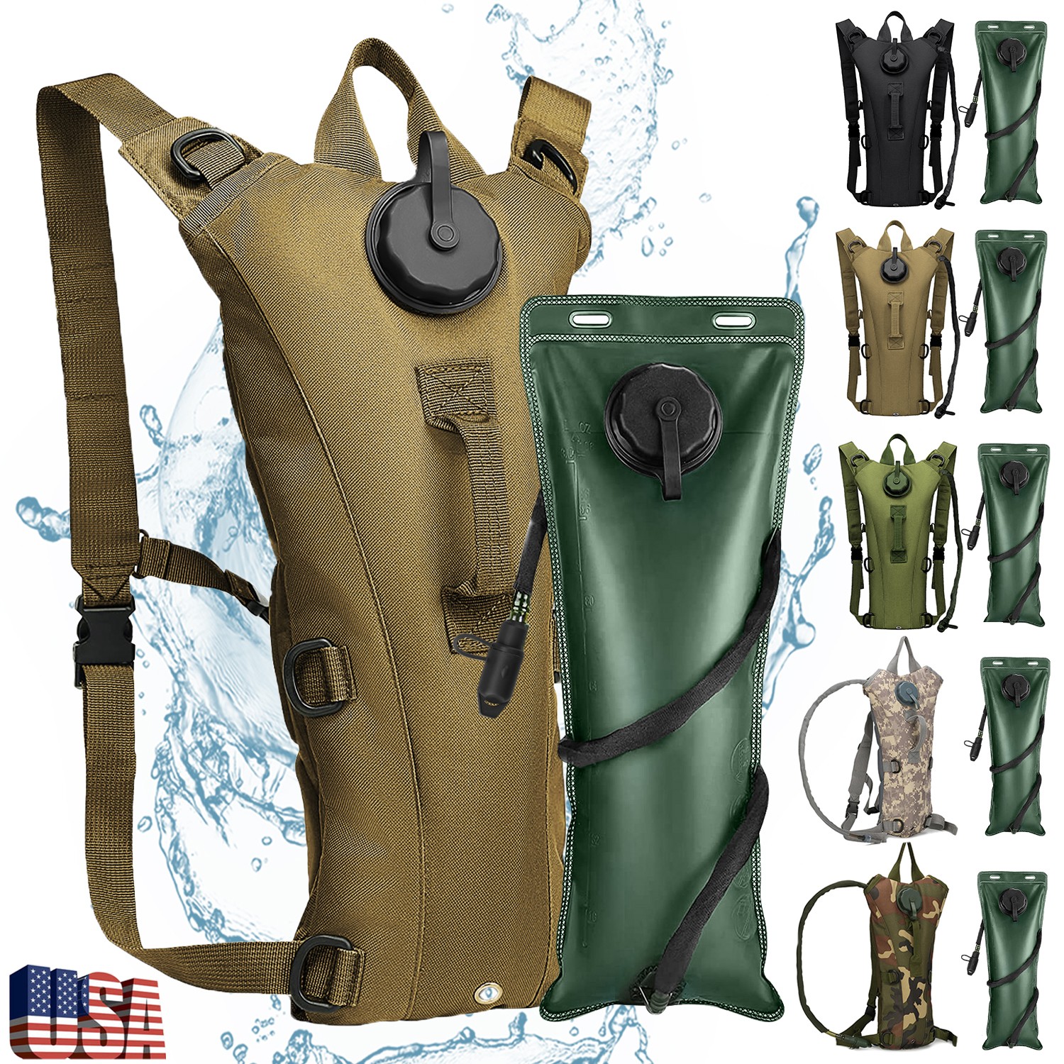 Camping Hydration Backpack, Lightweight Water Backpack with 3L Water Bladder Bag