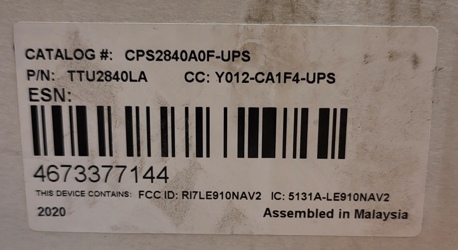 NEW CalAmp TTU2840LA Asset Trailer Tracker Unit CPS2840A0F-UPS