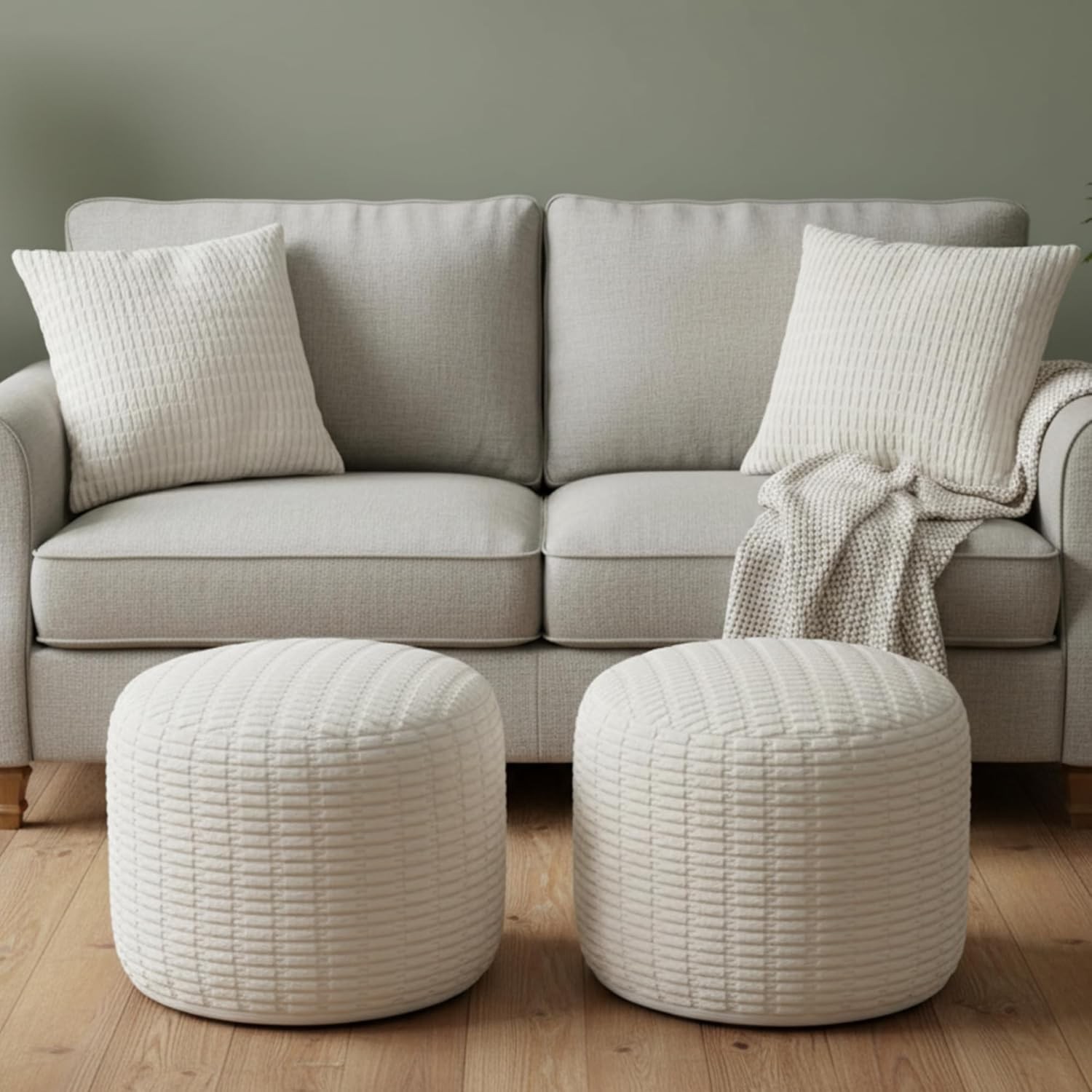 2 Pcs 20 x 15 Inch Unstuffed Ottoman Pouf Cover Corduroy Foot Rest No Filler