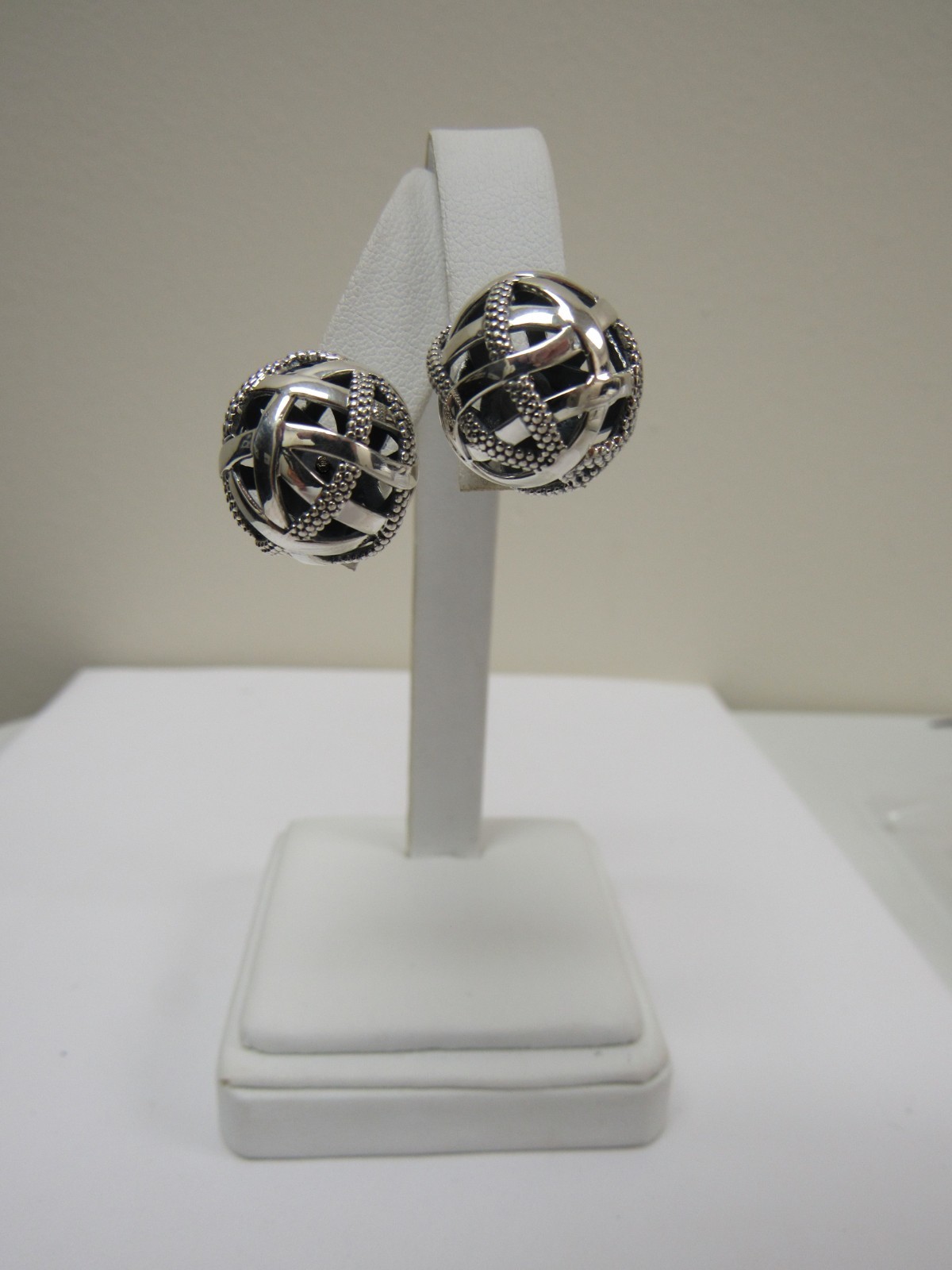 Designer LAGOS Sterling Silver Signature Caviar Double Ball Stud Earrings
