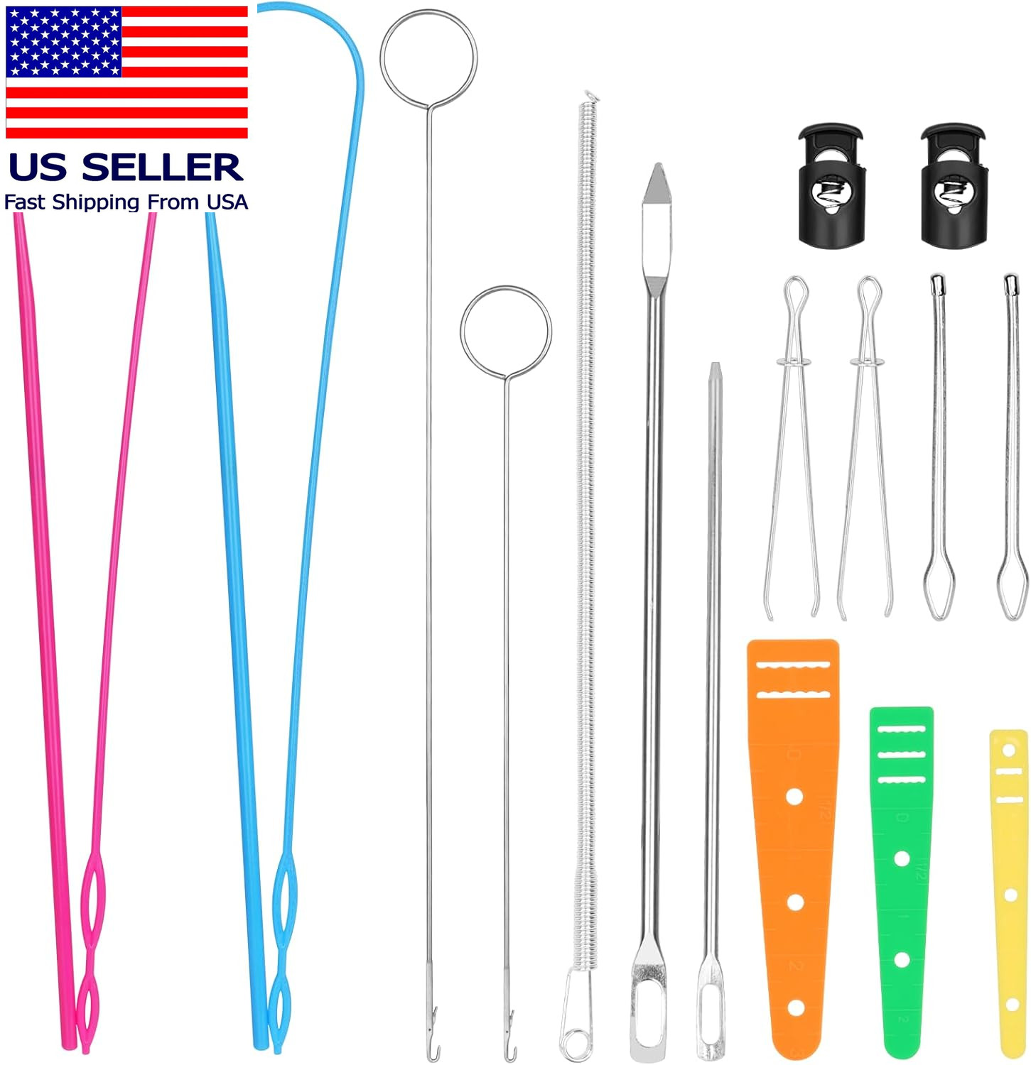 16 PCS Drawstring Threader, Turner Sewing Tool with Flexible Hoodie String Threa