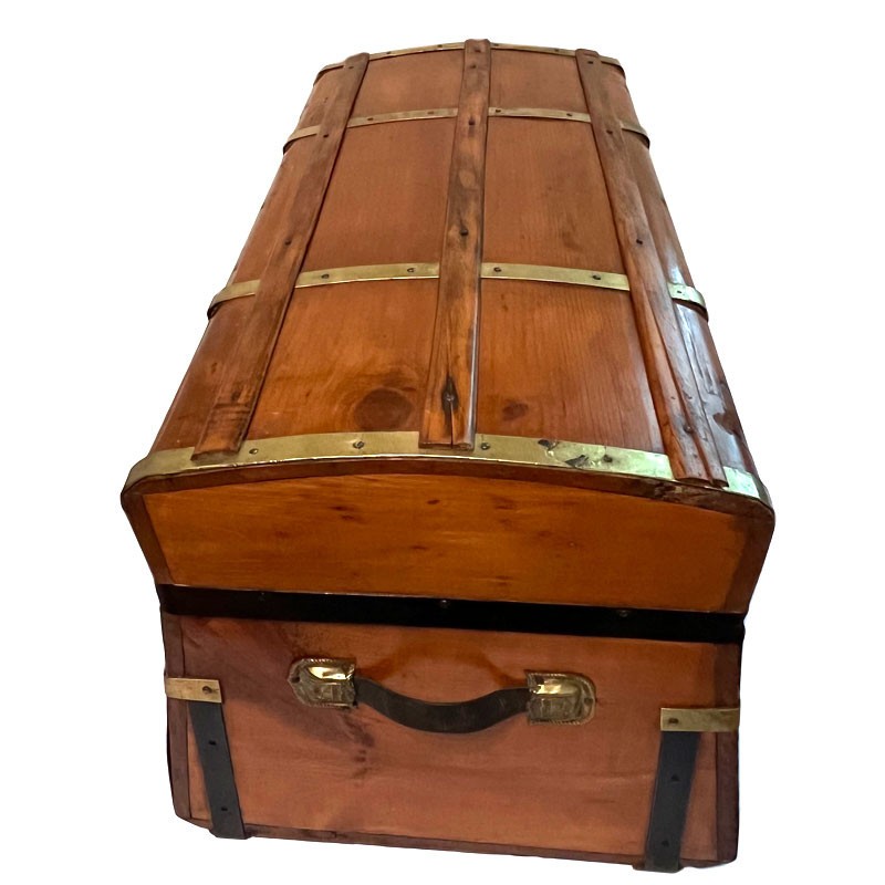 Jenny Lind Trunk Circa 1870 Brass Bound Refinished And Lined By Our Trunksmith