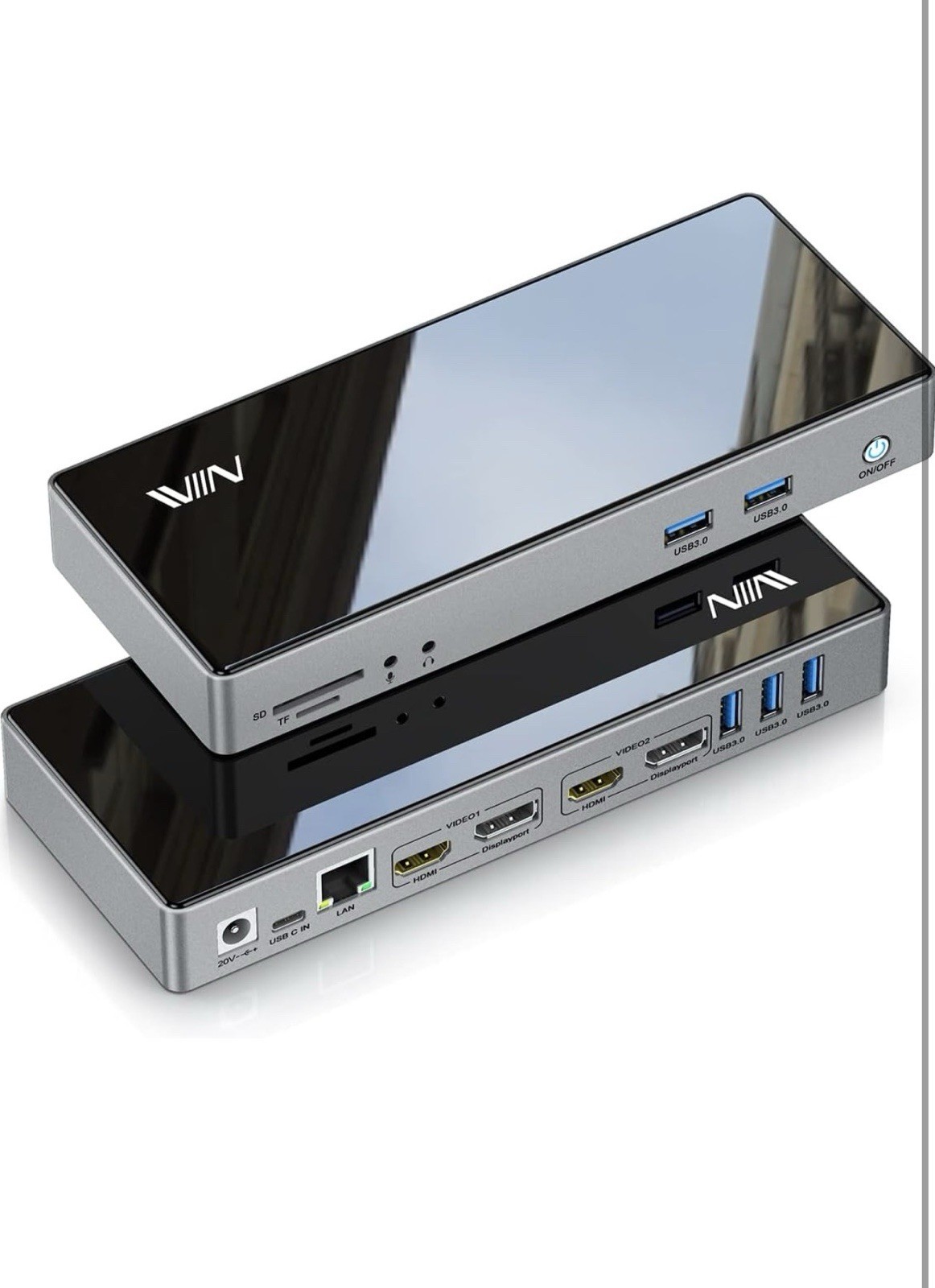 USB 3.0 Docking Station IVIIN Universal Dual Monitor 4K HDMI 5K D6902 - Black