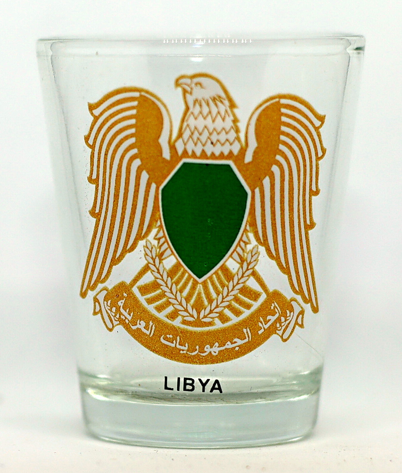 LIBYA COAT OF ARMS SHOT GLASS SHOTGLASS