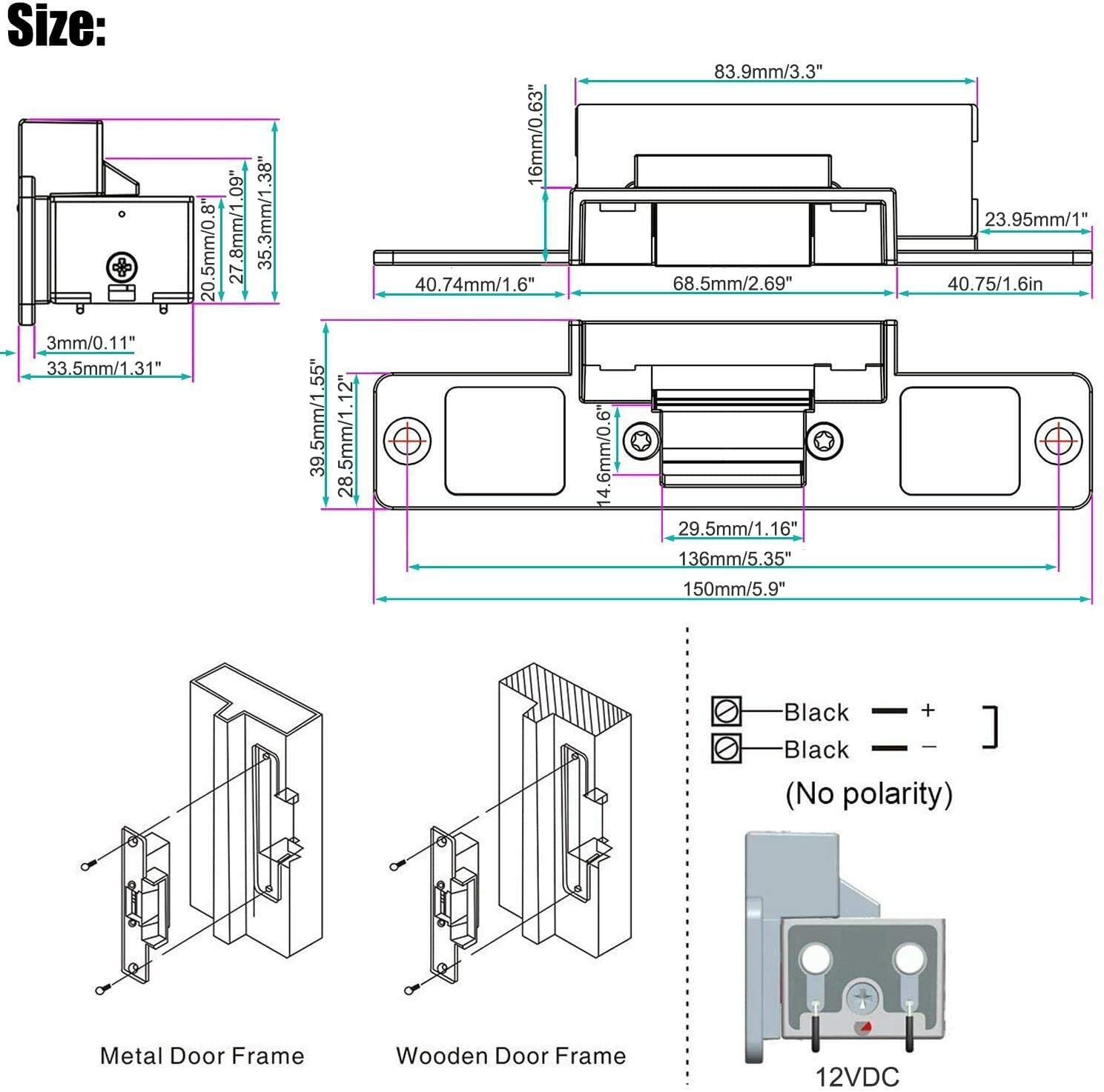 Door Access Control Kit with Fail Safe Electric Strike Lock Remote Control