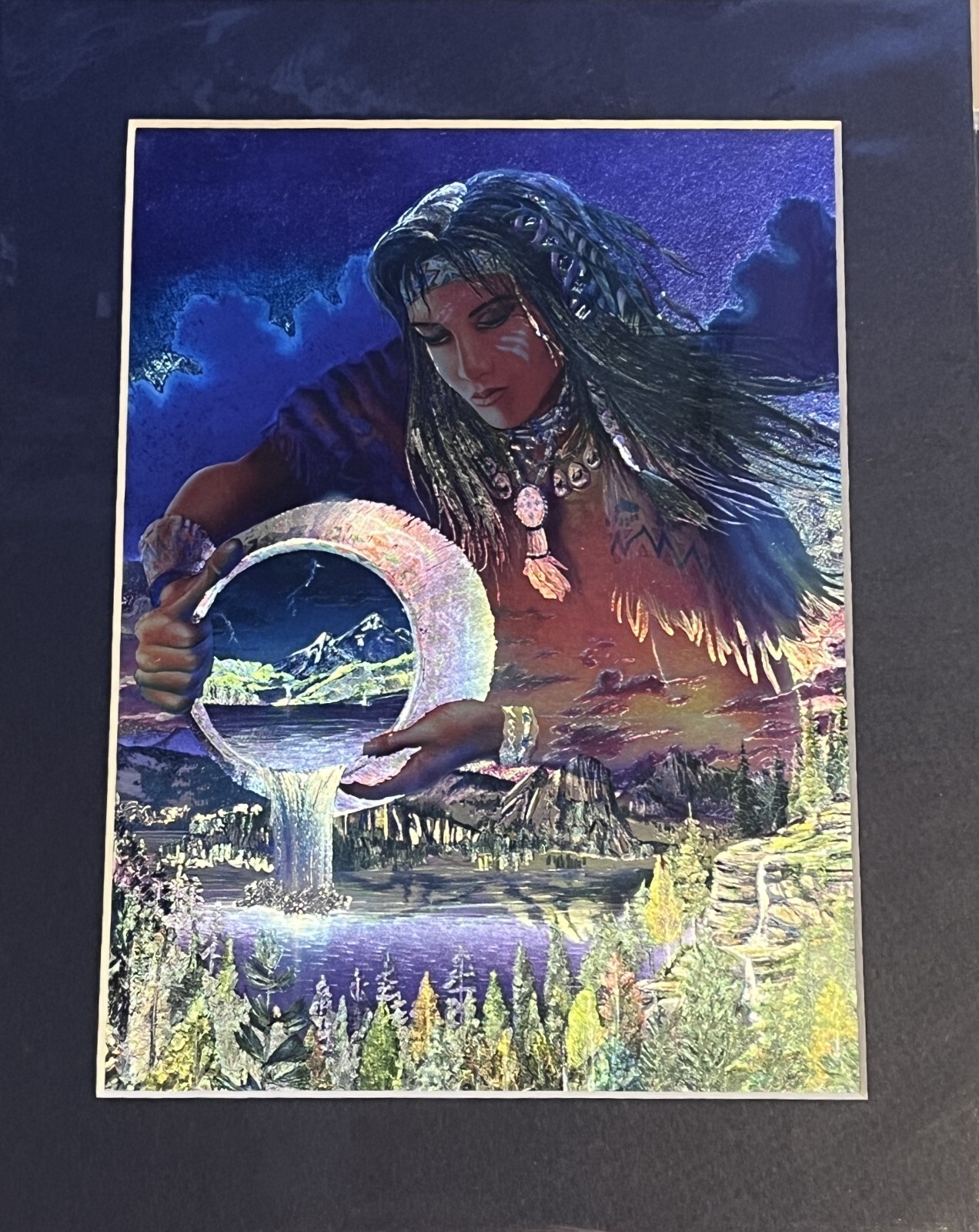 "Rainmaker Maiden" 6"x8" Dufex Foil Print 3-D Effect Matted 8"x10" Fantasy Art