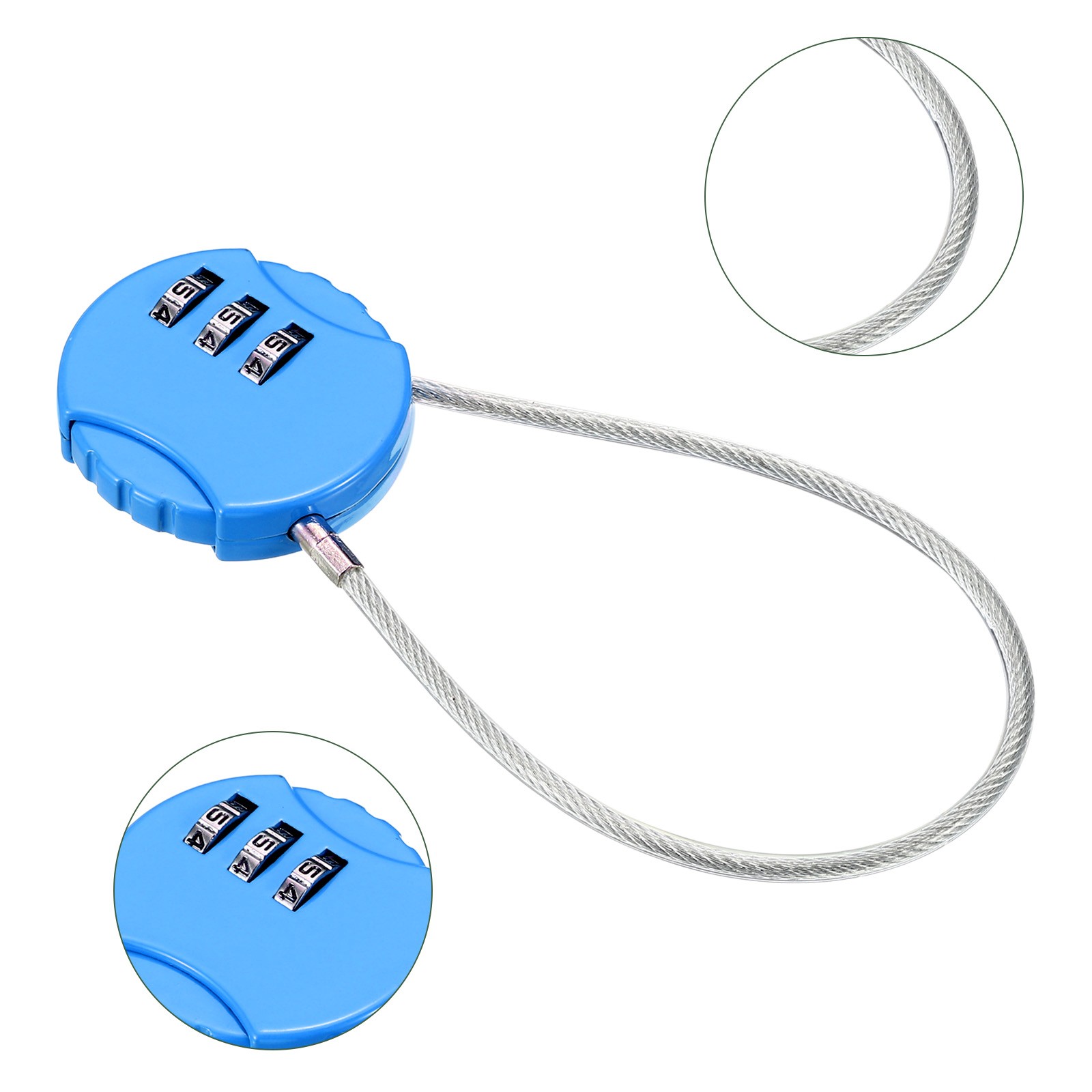 Small Combination Locks 3 Digit Baggage Padlocks Bright Blue 7.8-Inch