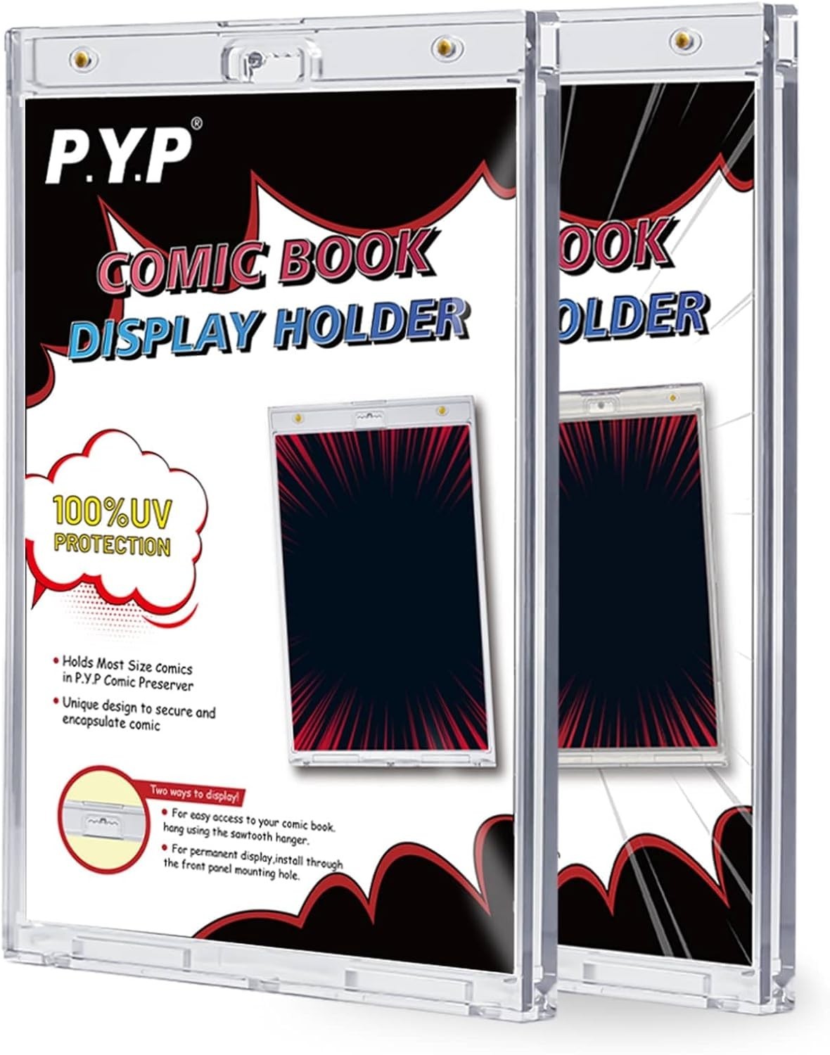 2ct Magnetic Comic-Book Display Cases - Crystal Clear One Touch Comic Book Ho...