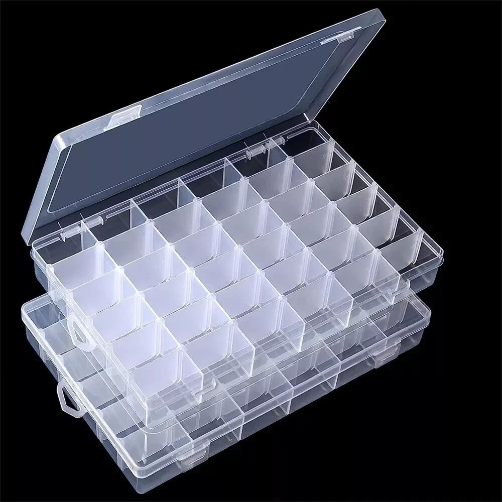 4 Pack 36 Grids Clear Plastic Organizer Box with Adjustable Dividers, Small Craf