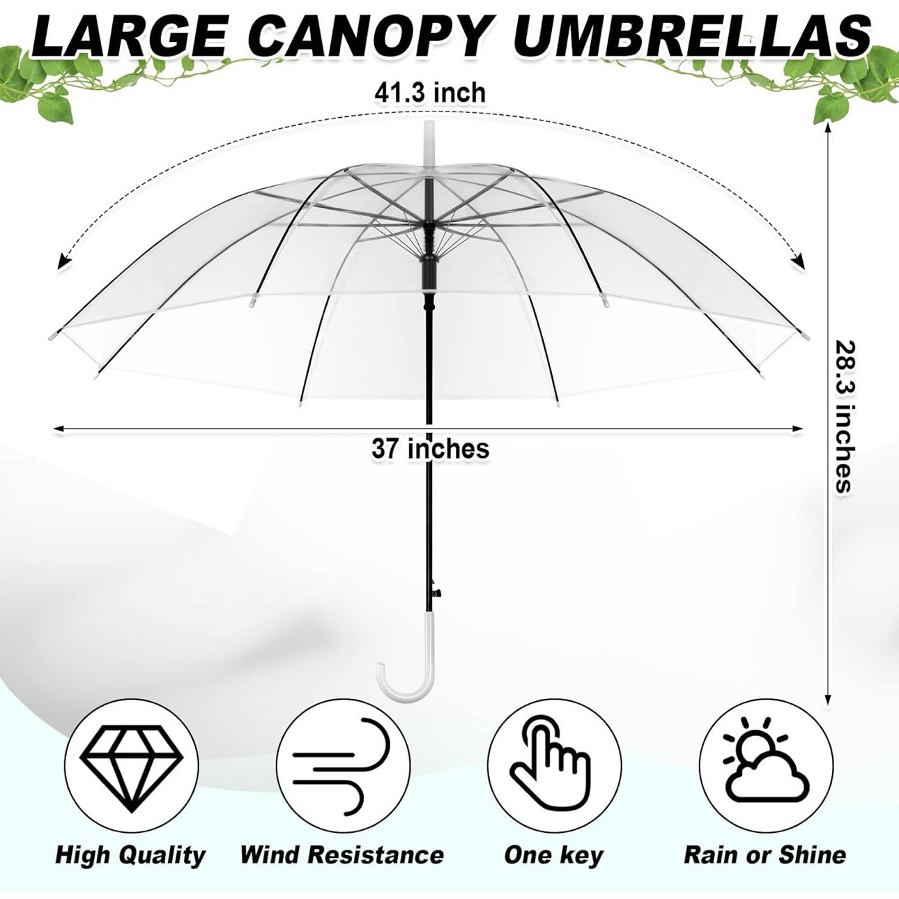 LOT 1~8 Pcs Clear Umbrellas for Wedding, Windproof Umbrella Auto Open for Prom