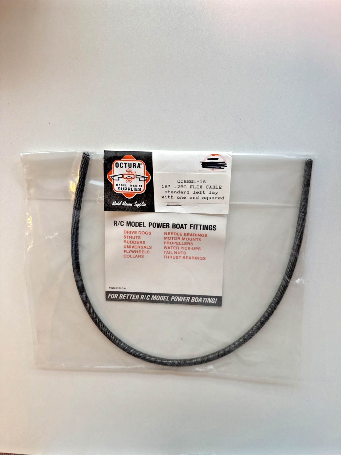 OCTURA 18  .250 FLEX CABLE STANDARD LEFT LAY WITH ONE END SQUARED NEW OLD STOCK