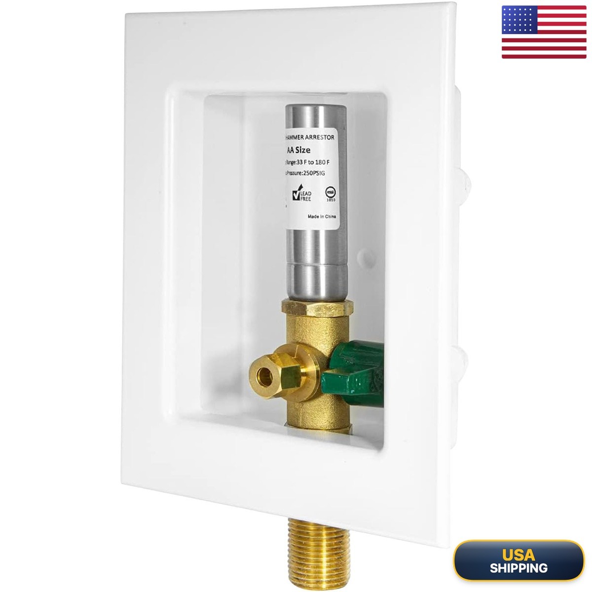 Seelink Ice Maker Outlet Box 1/2" MIP x 1/4" OD Compression w/ Ball Valve