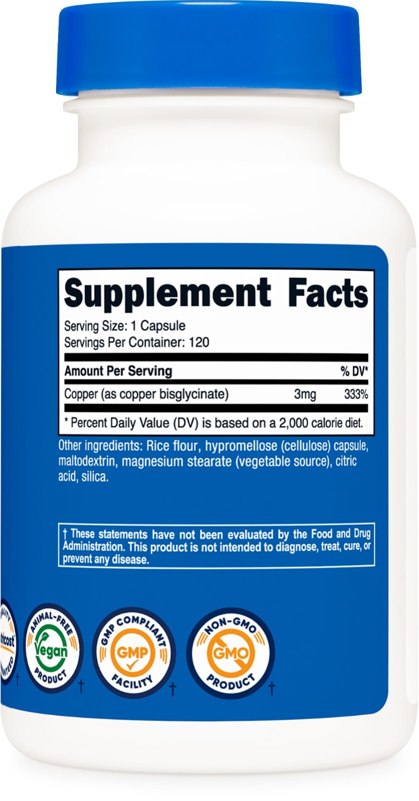 Nutricost Copper Glycinate Capsules (120 Capsules, 3MG Copper per Serving)