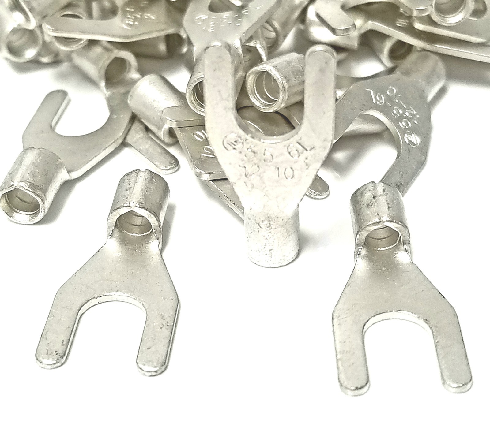 100 Spade Fork Terminal Connector Non-Insulated Uninsulated 12-10g AWG Gauge 1/4