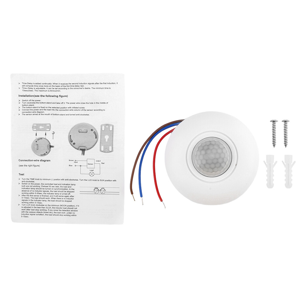 AC85-265V Infrared PIR Motion Induction Sensor Switch For LED Ceiling Light US