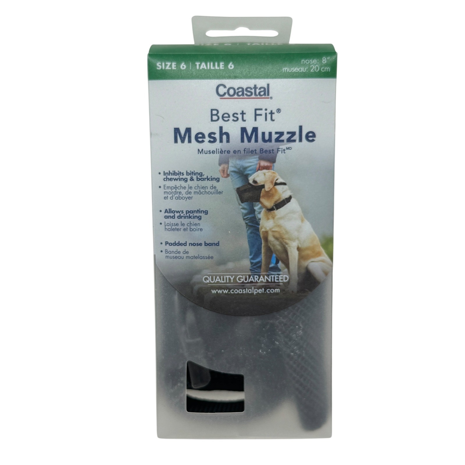 Coastal Best Fit Mesh Dog Muzzle Size 6 Black Adjustable Soft Breathable