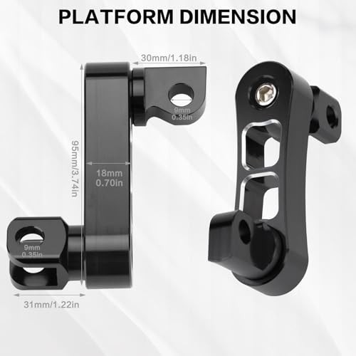 Highway Footpegs Adjustable Passenger Foot Pegs 2 1/4" Extension Black White