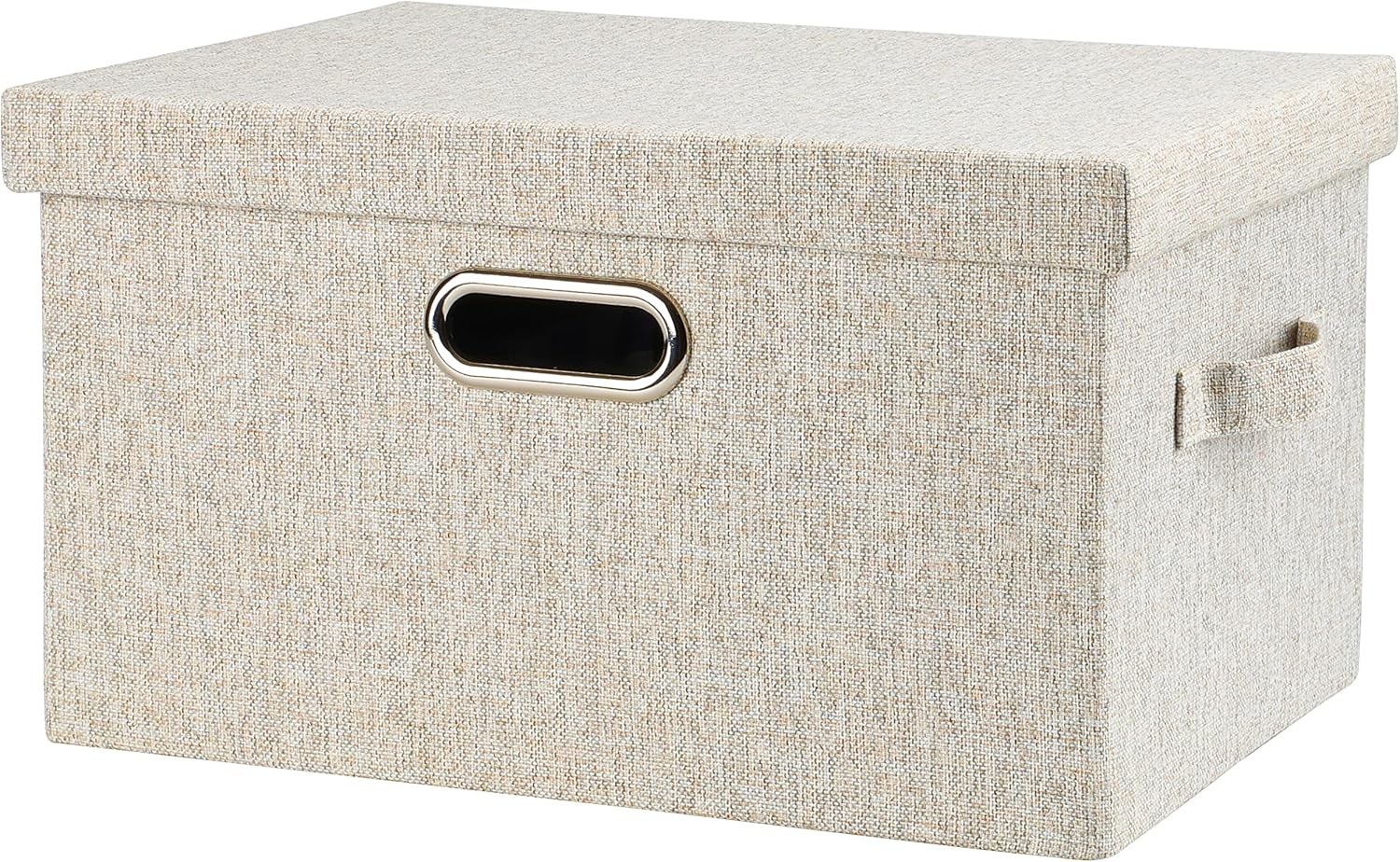 Medium 15" 21 Quart Collapsible Stackable Storage Bins W/ Lids 1 Pack Beige