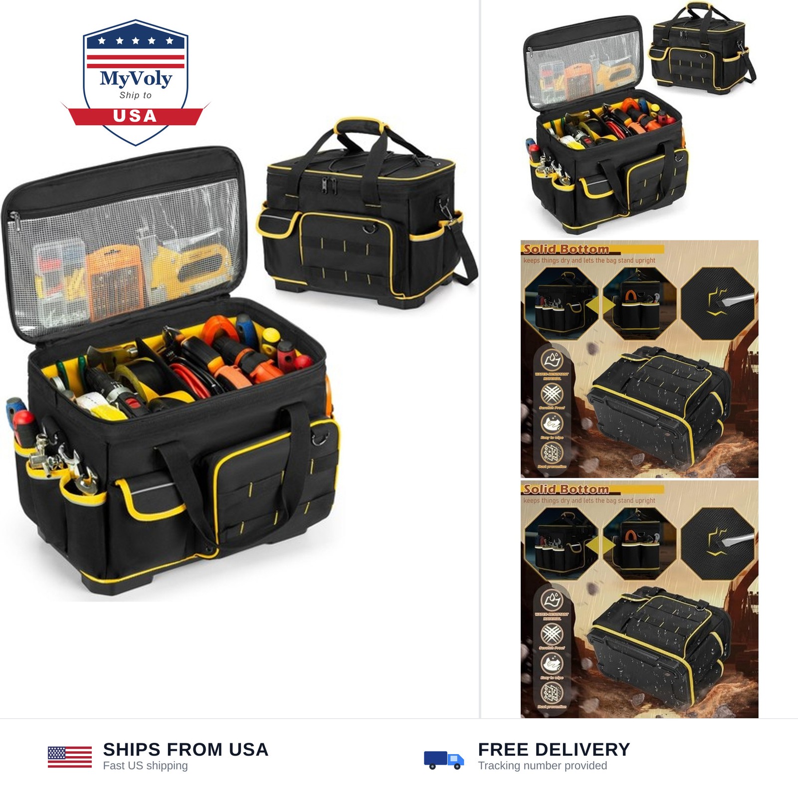 Marscamd 16-inch Tool Bag with Hard Bottom and a Detachable Divider | Heavy D...