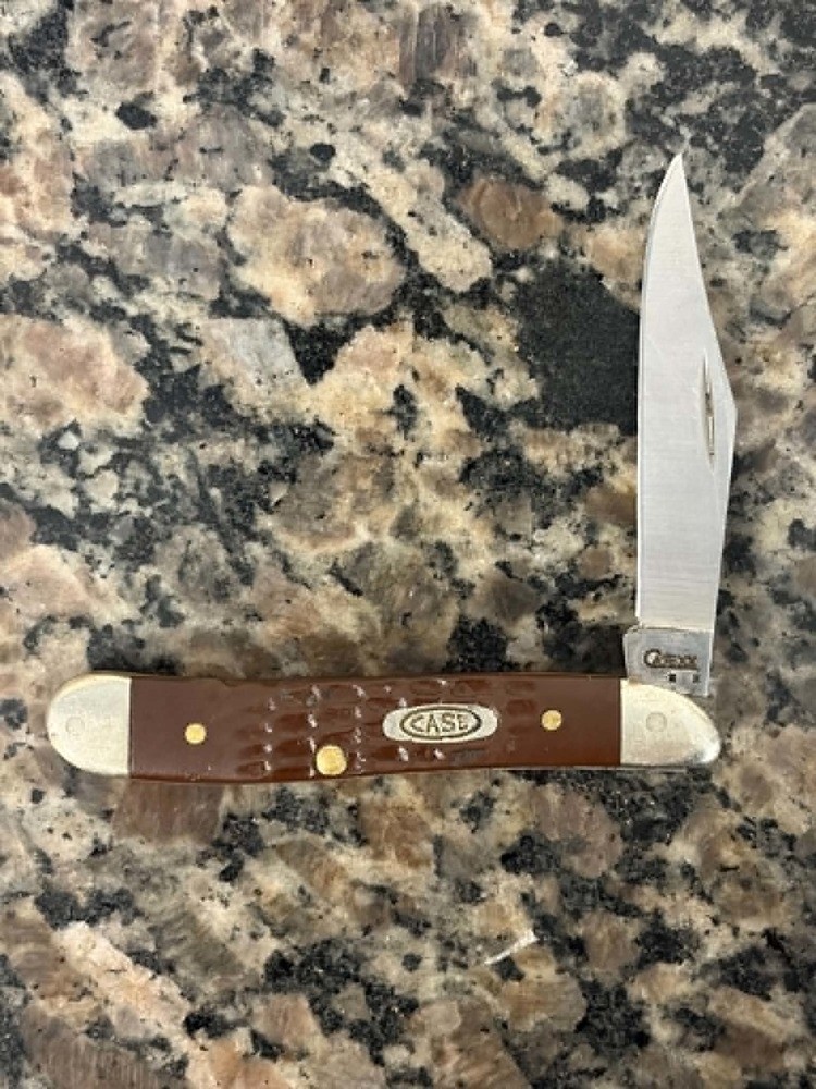 Case 6220 SS Peanut Blade Folding Knife Brown Jigged Bone SPB JA-364706