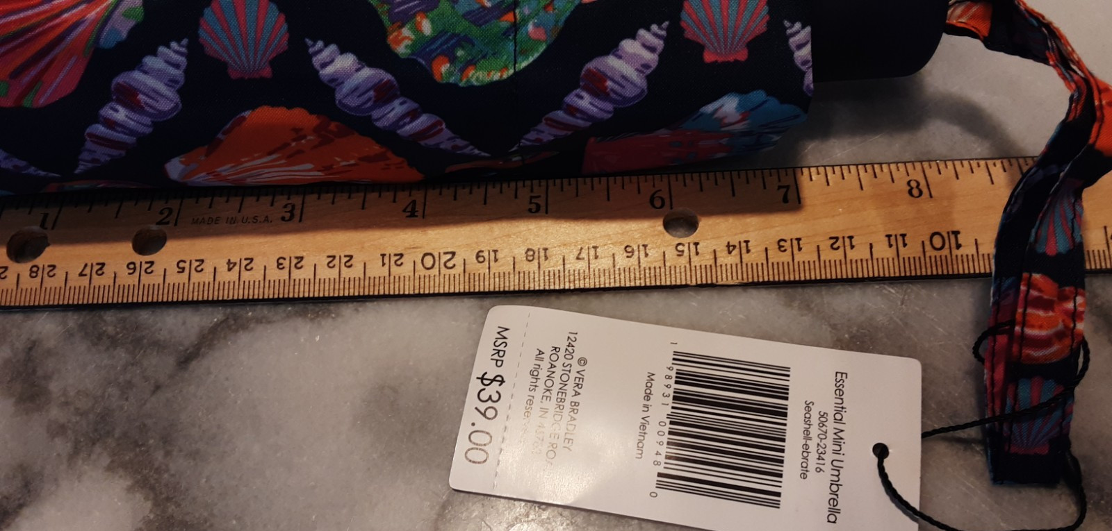 NWT Vera Bradley Essential Mini Umbrella Seashell-ebrate MSRP $39.00