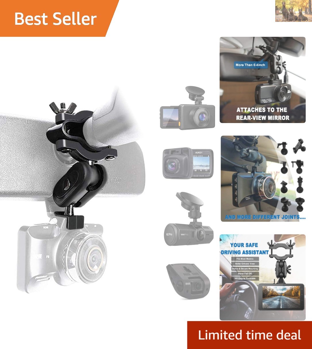 Compact Universal Dash Cam Mount Kit - Easy Installation & Anti-Skidding Design
