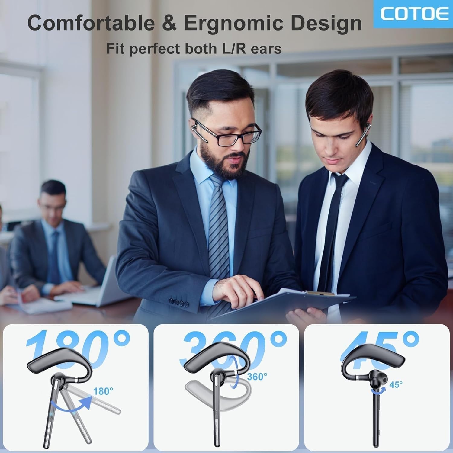 Bluetooth Headset V5.3, Wireless Earpiece with 500mAh Charging Case Hand-Free...