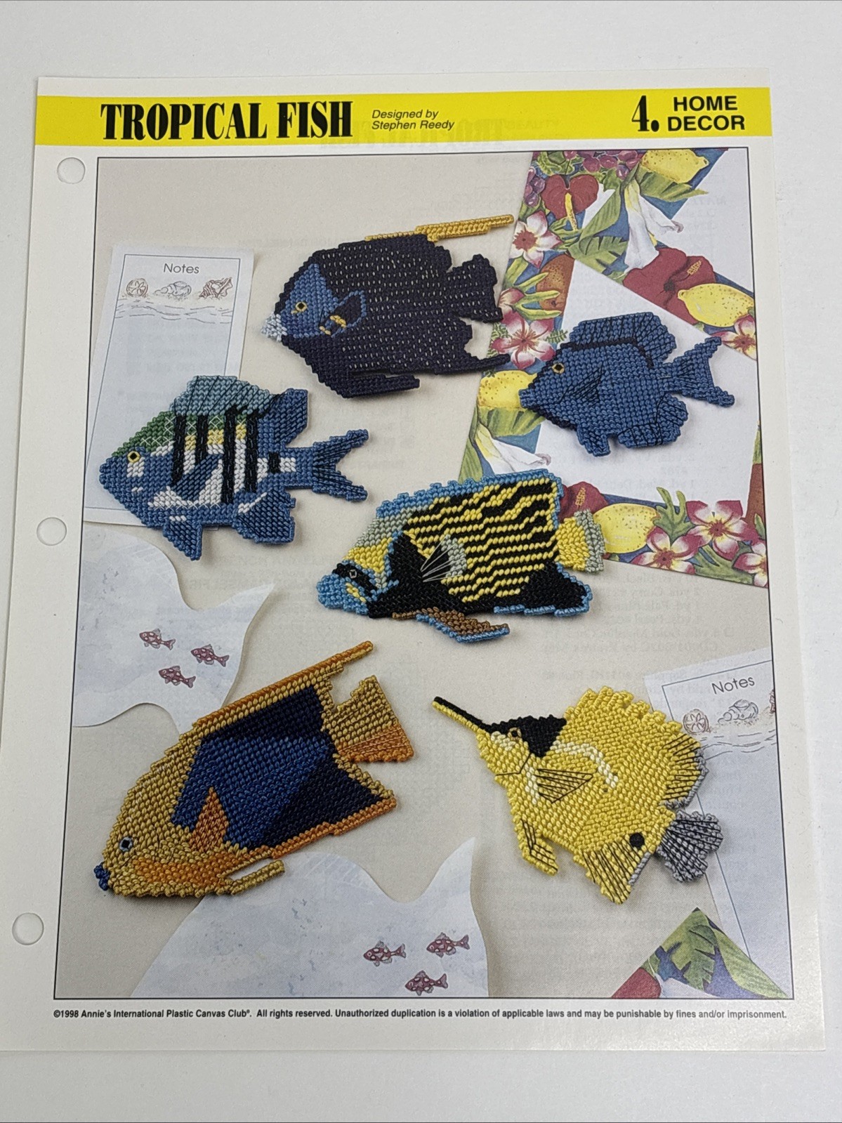 Tropical Fish Magnets Annie's Attic Plastic Canvas Pattern Page