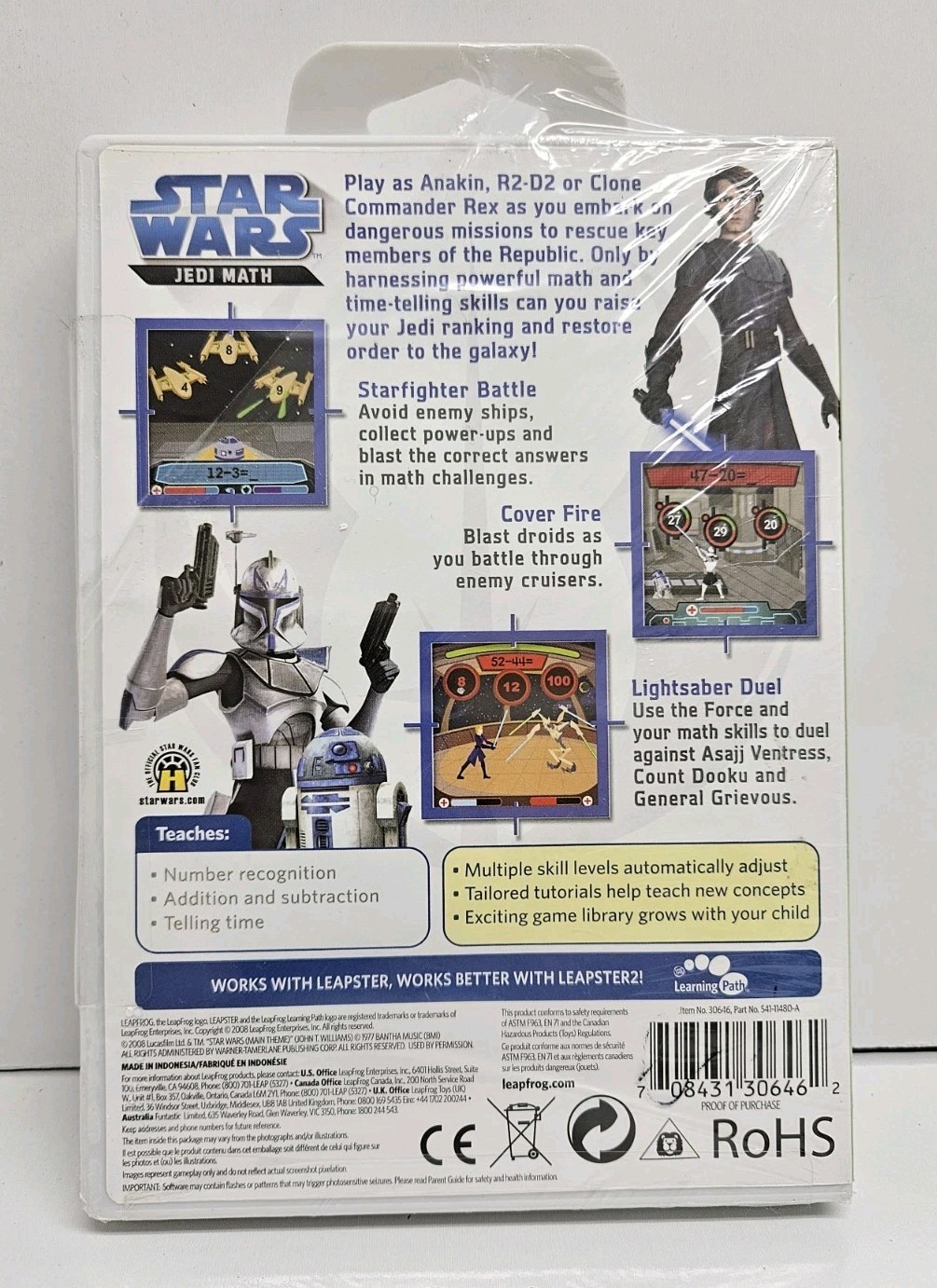 Leapfrog Leapster 2 Star Wars Jedi Math Game New