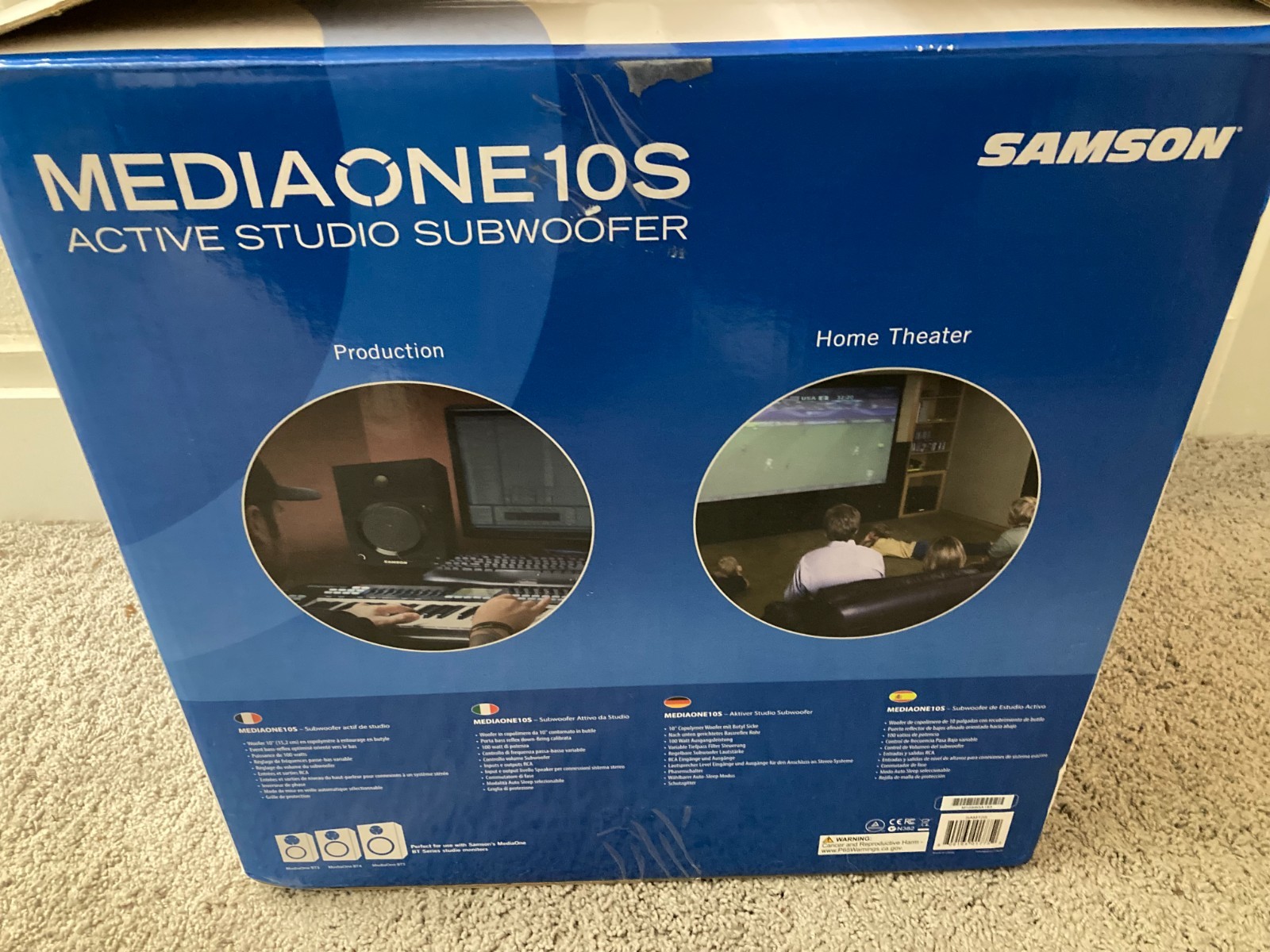 Samson MediaOne 10S 10" 100 Watt Powered Studio Subwoofer Variable Crossover Sub