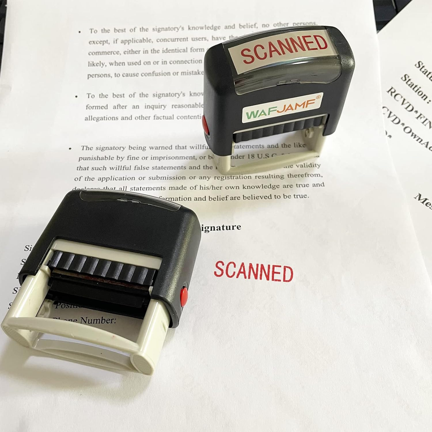 Scanned Message Stamp Self Inking Rubber Office Red Medium | Refillable Busines