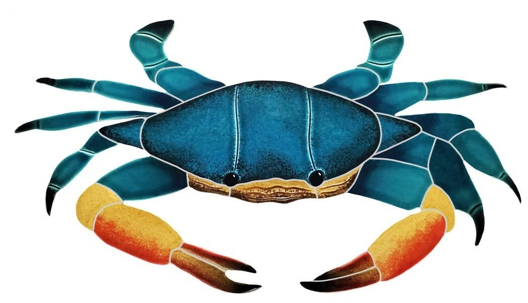 Artistry in Mosaics Blue Swimmer Crab Ceramic Swimming Pool Mosaic (7" x 12")