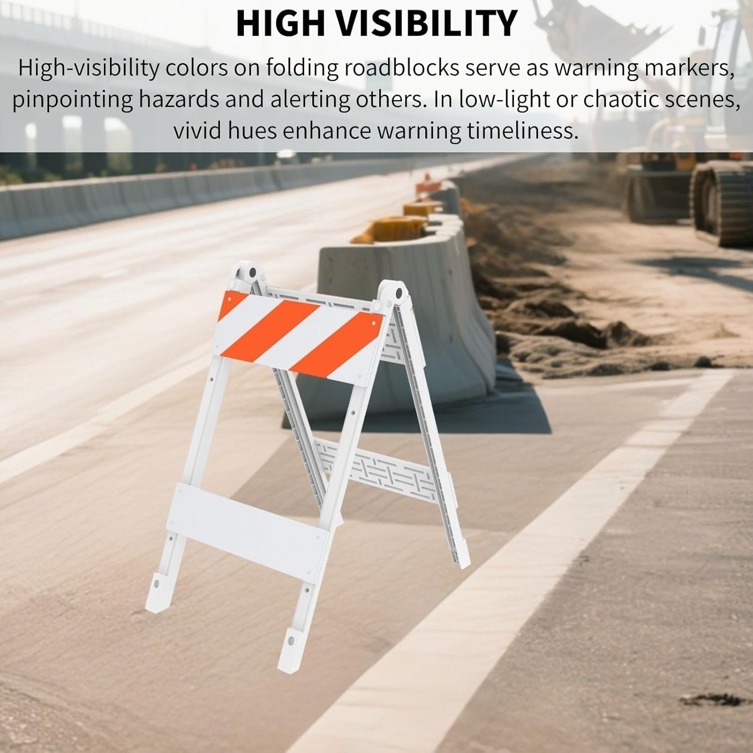 1Pack Type I Foldable Traffic Barricade Folding Road with 6"x24" Bottom Panel