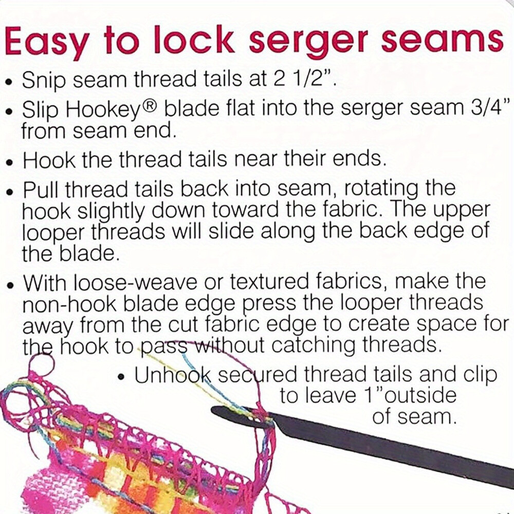 Serger Seam Hook Quick and Easy to Lock for Loose Thread Tails Ensures Neat Lock