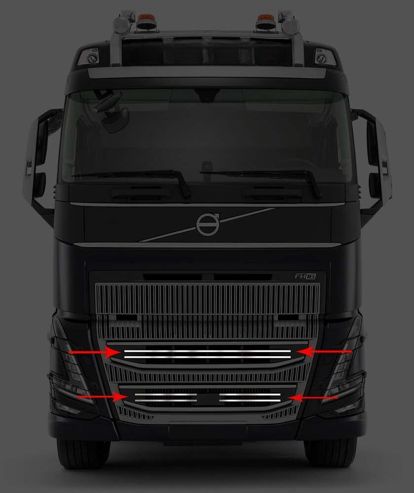 1xSet of Stainless Steel Front Grill Covers Decorations for Volvo FH 2021+trucks