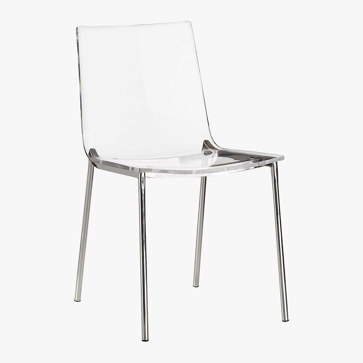 Clear Acrylic Chiaro Dining Chair with Silver Legs (Set of 2)