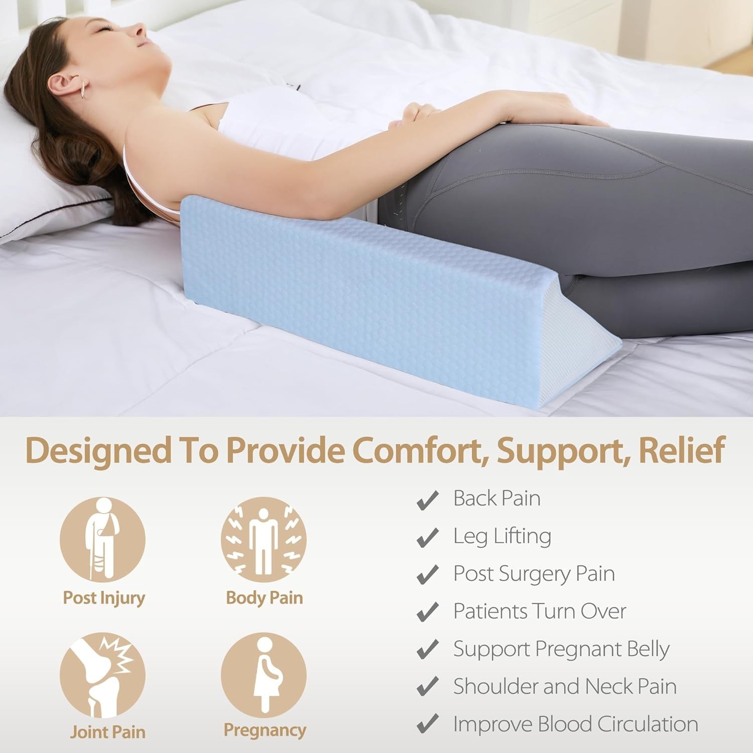 Wedge Pillow for Side Sleeping, Memory Foam Back Pillow Positioners for Side ...