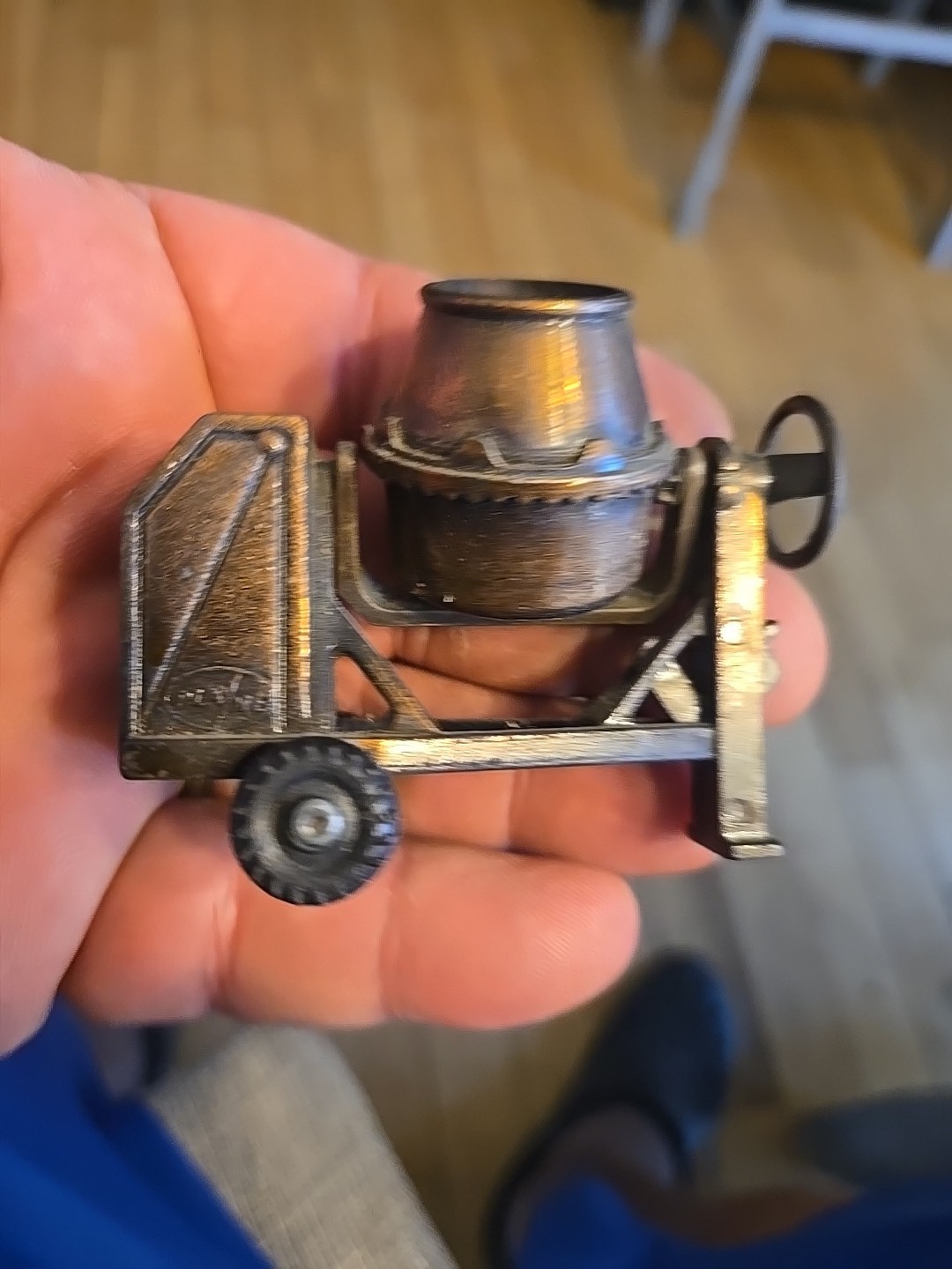 Vintage Play Me Metal Die Cast Cement Mixer Pencil Sharpener 2.5” Tall