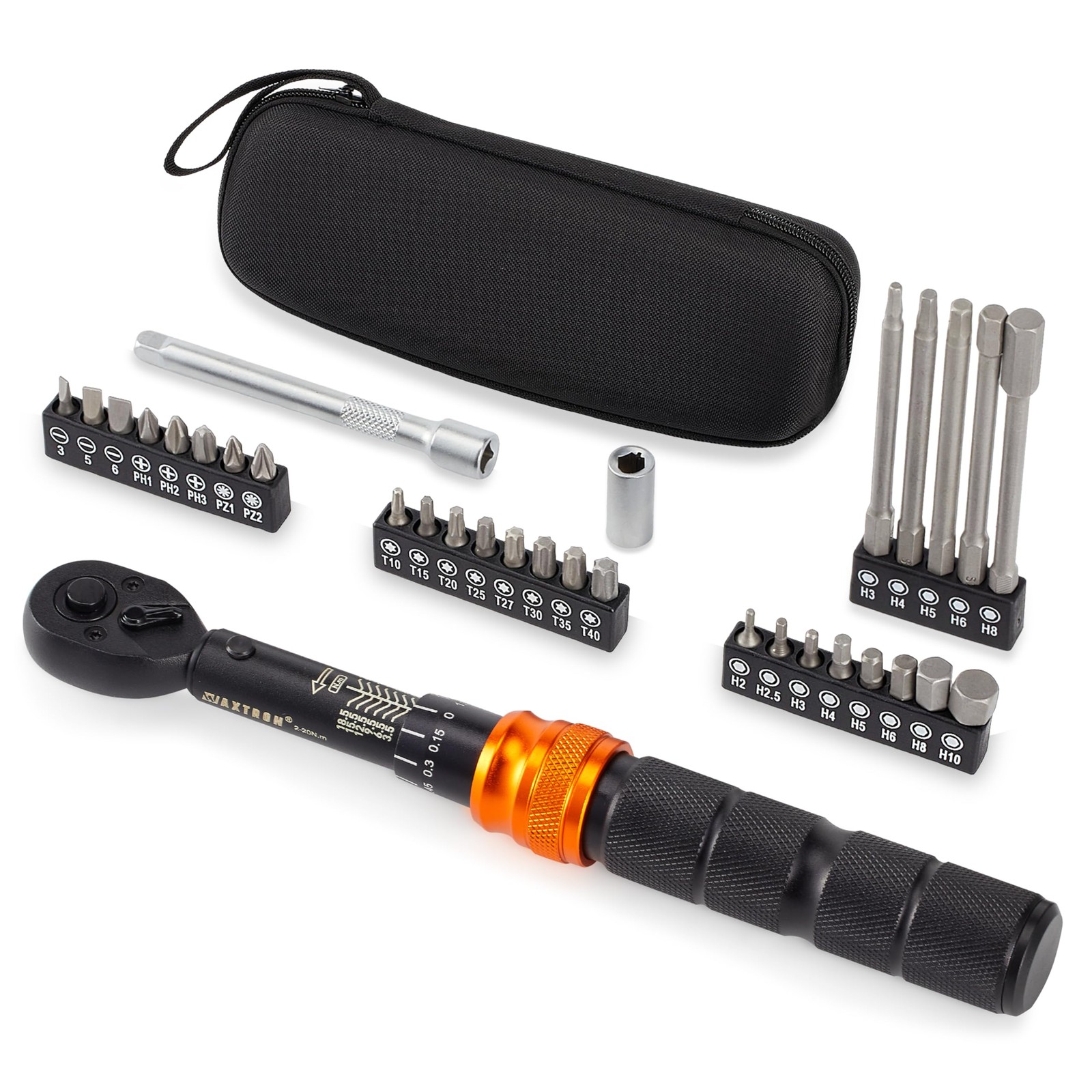 Bike Torque Wrench Set, 1/4 Drive Click Torque Wrench 2-20 Nm with Screwdrive...