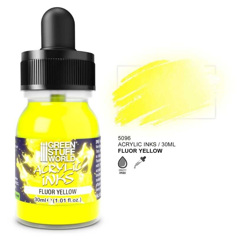 Fluor Acrylic Ink - Yellow 30ml - modelling painting acrylic base