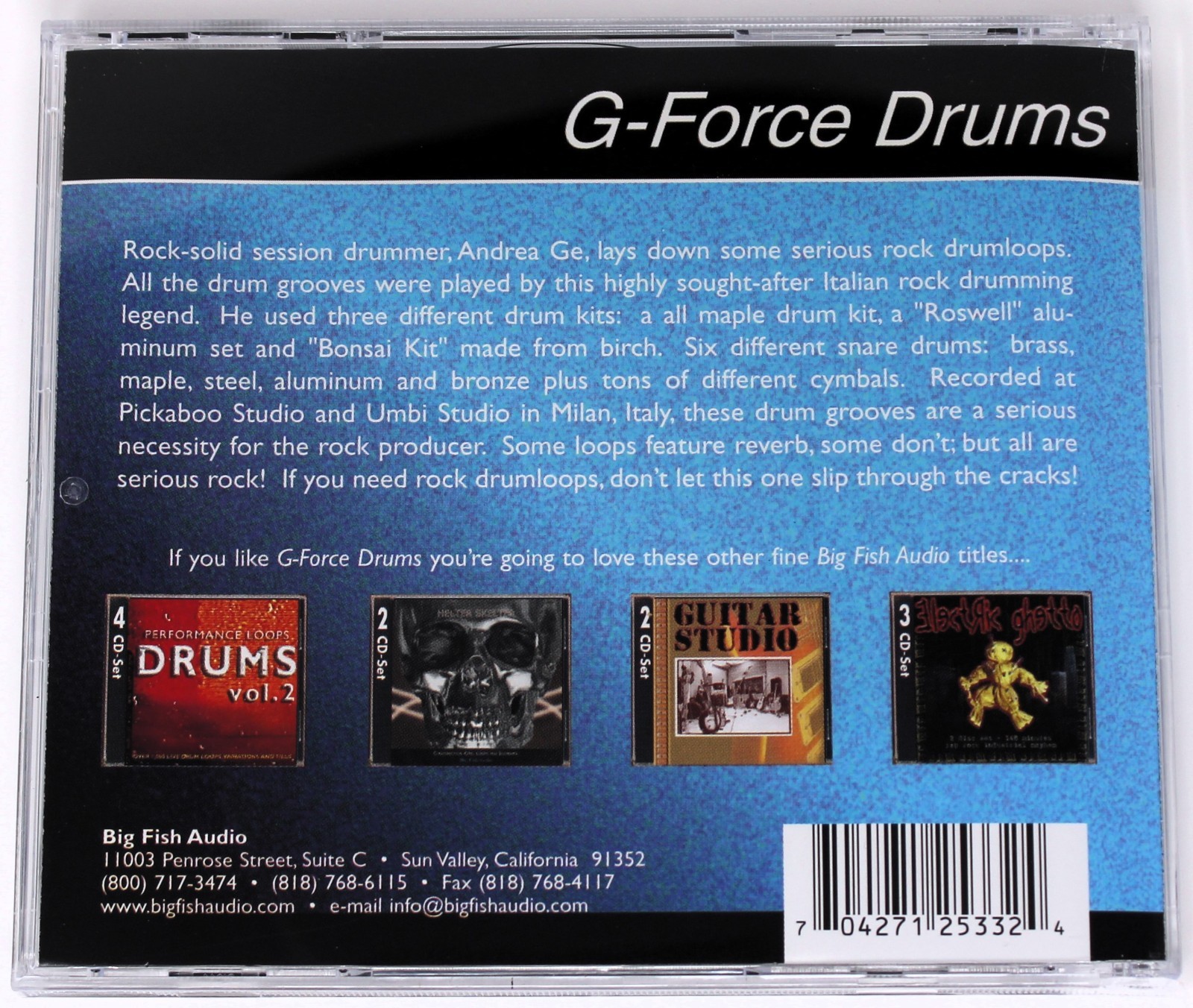 Big Fish Audio G-Force Drums Sample Library/Sound Library/Sampling Double CD