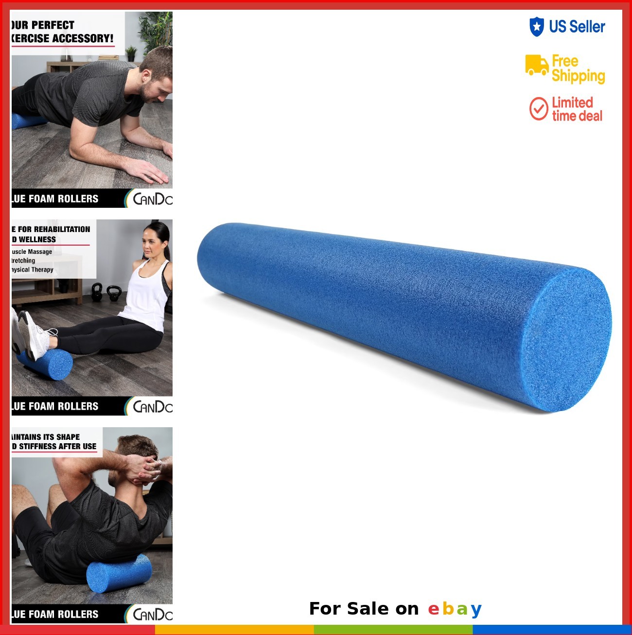 PE Foam Roller 6 x 36 Inch Muscle Massage Recovery Stretching Physical Therapy