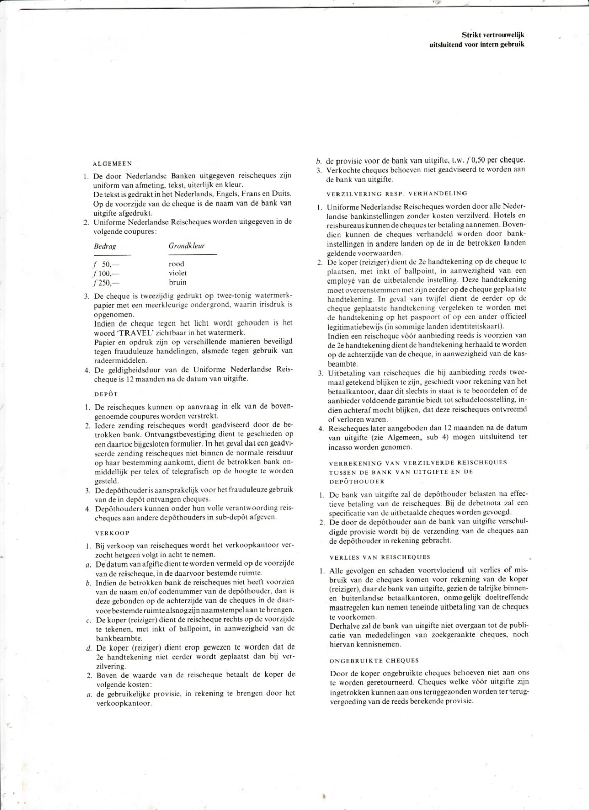 AMRO BANK 3 SPECIMEN TRAVELLERS CHEQUE ON LEAFLET