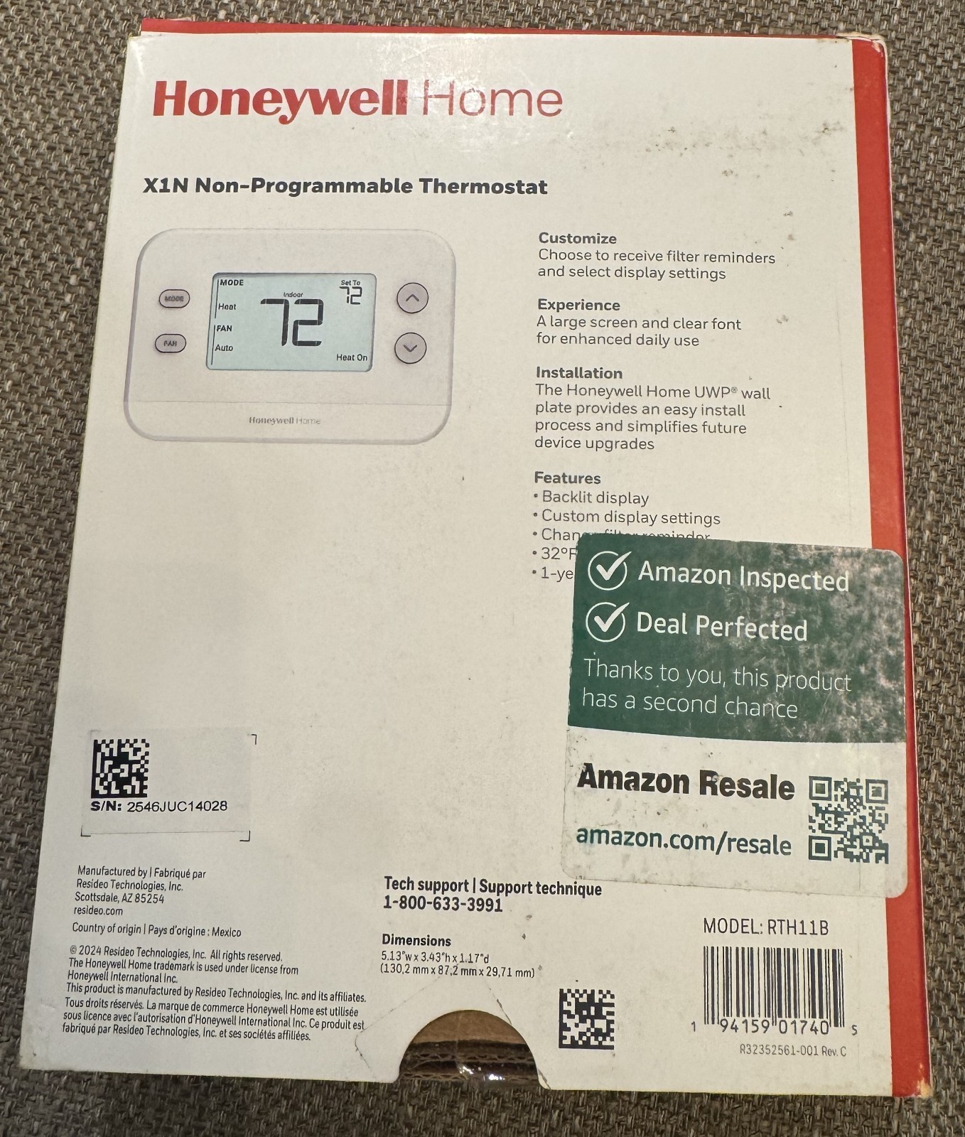 Honeywell Home FocusPRO N100 Non-Programmable Thermostat Single Stage New