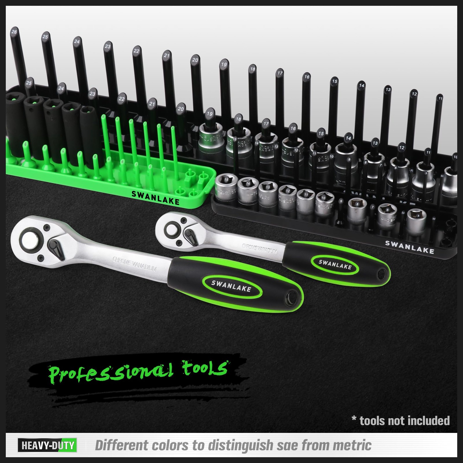 Socket Organizer Tray Set - 6-Piece SAE & Metric Holder for Toolboxes